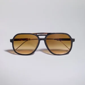 Occhiale da sole in acetato e titanio placcato oro 18k